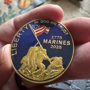 Marines 250th Anniversary Commemorative Coin with Flag Design